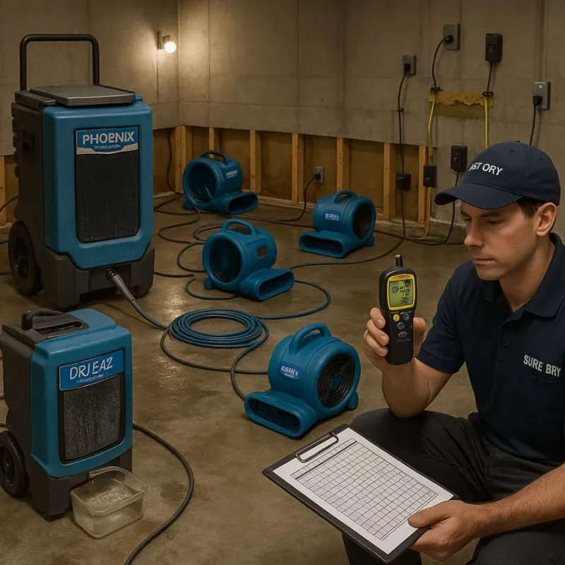Structural Drying and Dehumidification process in Bradford, ME